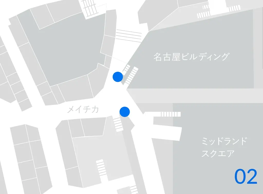 ミッドランドスクエアB1F出入り口のマップ